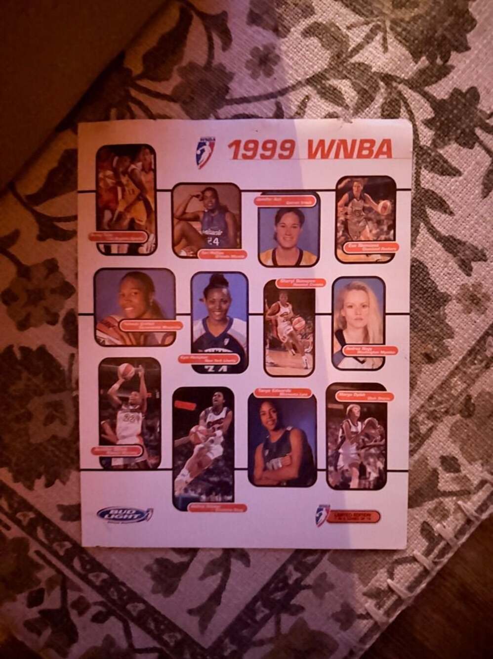 1999 WNBA Bud Light Limited Edition Promotional Poster 81/2x 11”